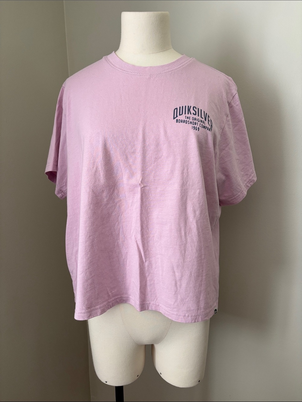 Quiksilver Light Pink Cropped Logo Tee Sz XL